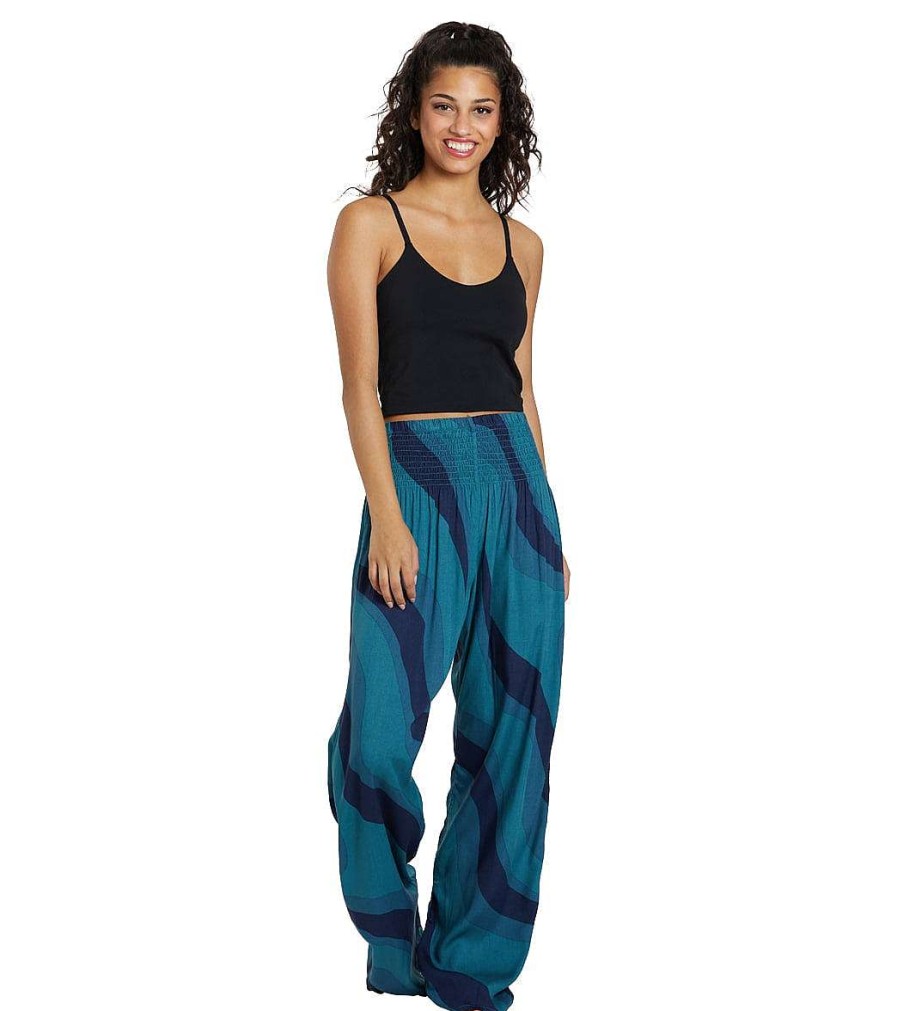 Clothing Lotus and Luna Yoga Pants | Bahama Swirl Wide Leg Pant Blue