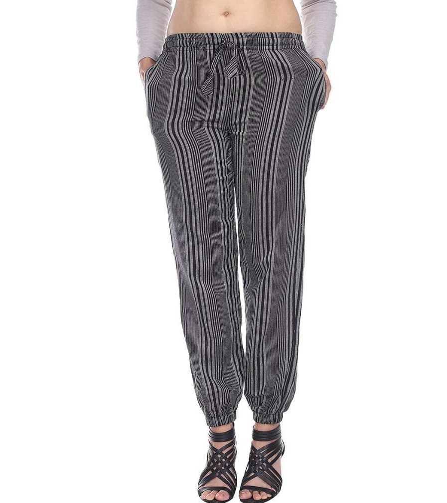 Clothing Yak & Yeti Yoga Pants | Striped Harem Jogger Lounging Pants Black