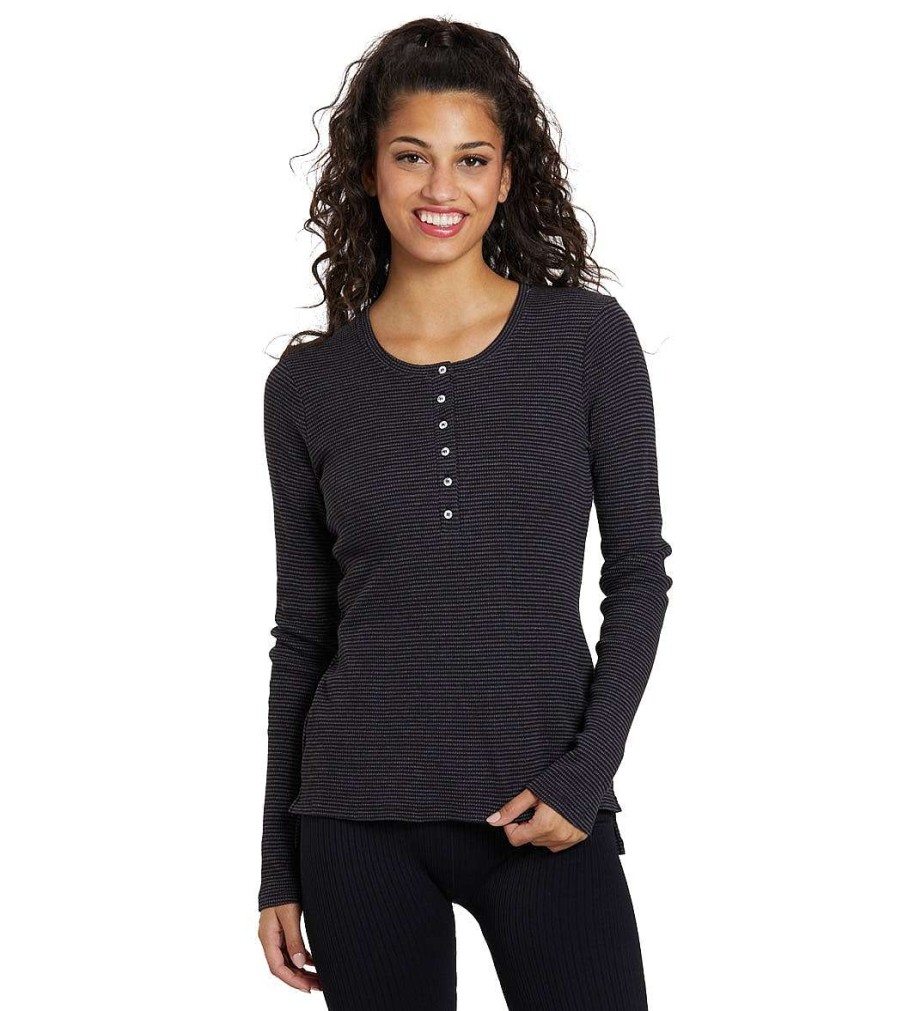 Clothing NUX Yoga Tops | Henley Long Sleeve