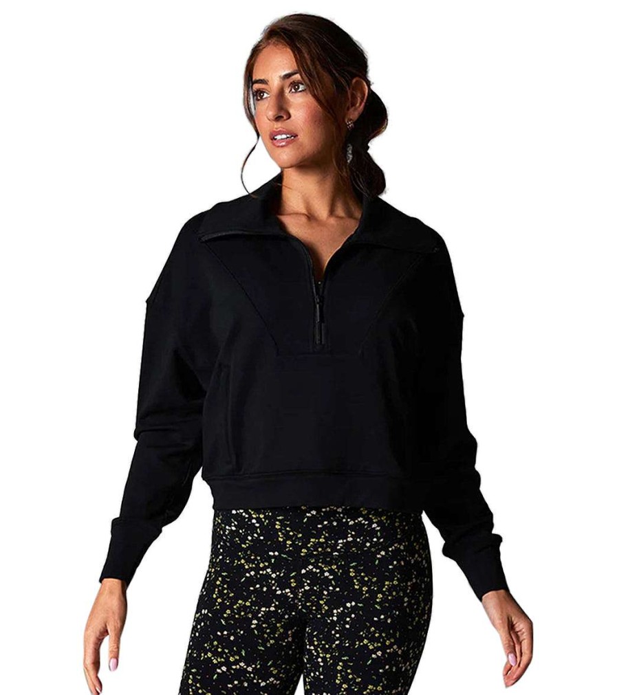 Clothing Tavi Yoga Jackets & Sweatshirts | Everyday Cozy Half Zip Ebony