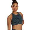 Clothing Spiritual Gangster Yoga Sports Bras | High Neck Jacquard Bra Deep Sea Blue Swirl