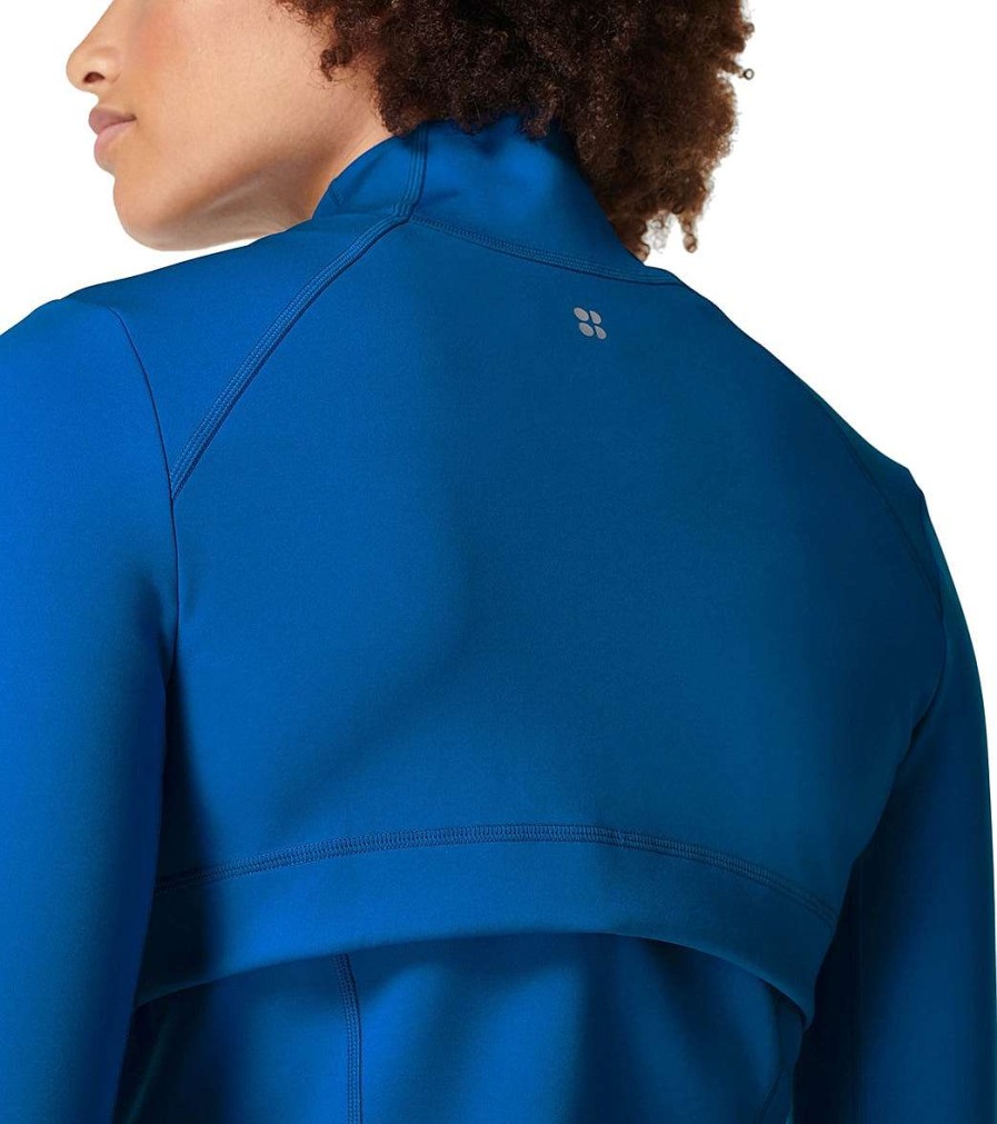 Clothing Sweaty Betty Yoga Jackets & Sweatshirts | Power Boost Workout Zip Up Oxford Blue