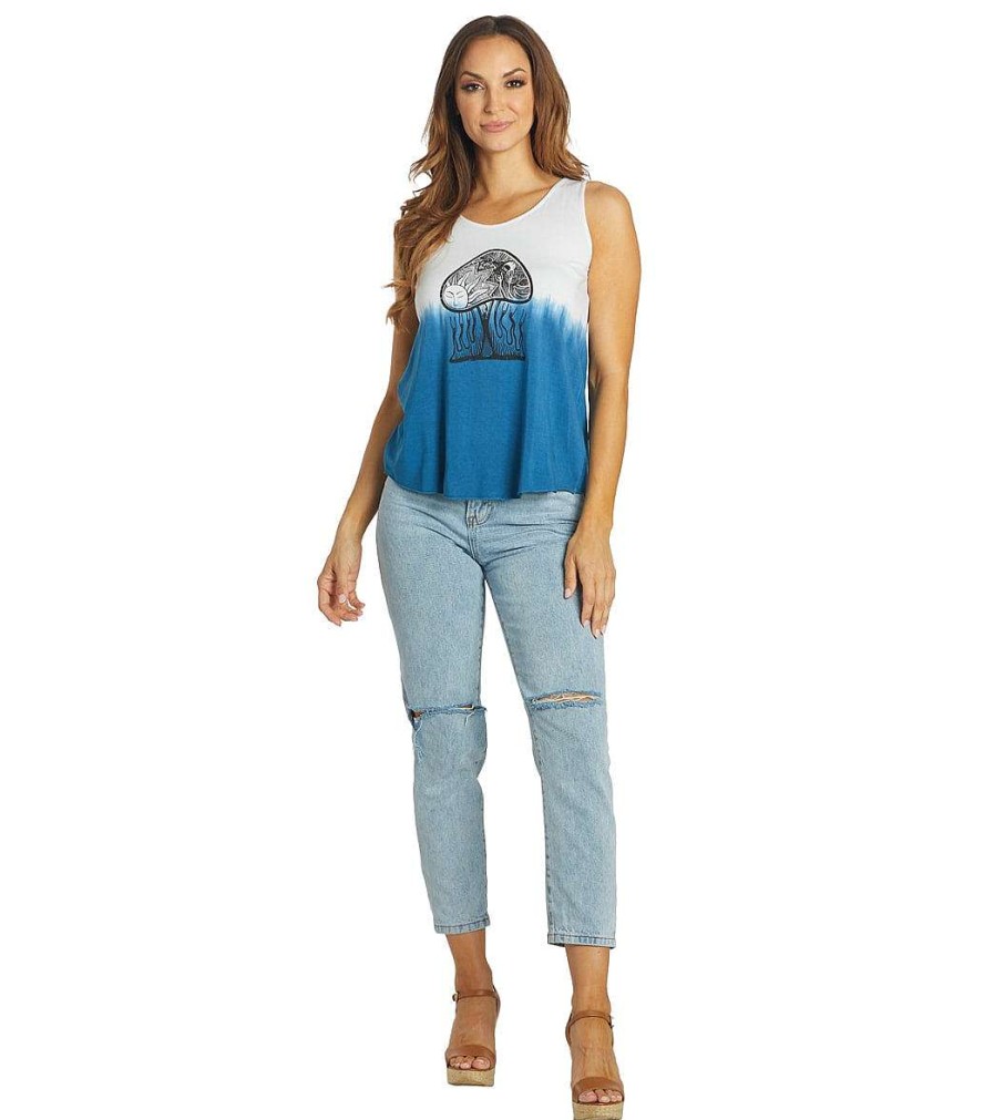 Clothing Yak & Yeti Yoga Tops | Mushroom Ombre Tie Dye Tank Top Blue