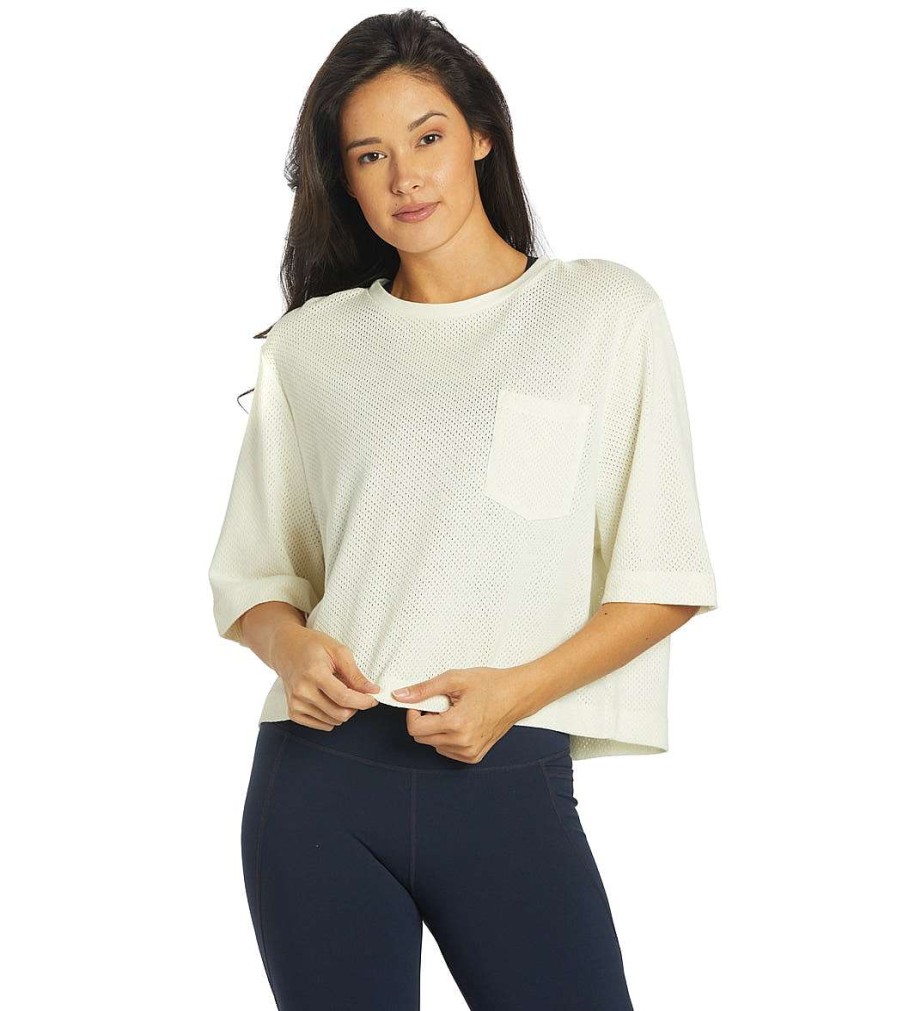 Clothing Varley Yoga Tops | Bexley T-Shirt Egret