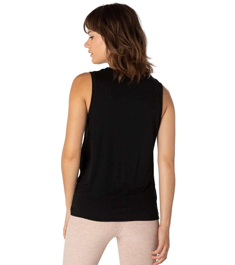 Clothing Beyond Yoga Yoga Tops | Twist Goodbye Muscle Yoga Tank Black