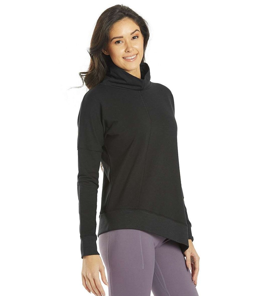 Clothing Everyday Yoga Yoga Tops | Shine Solid Roll Neck Asymmetric Sweatshirt