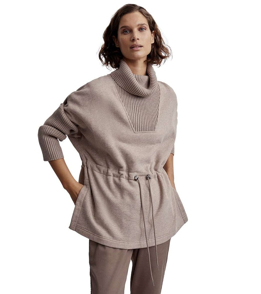 Clothing Varley Yoga Jackets & Sweatshirts | Cavello Longline Sweat Taupe Marl