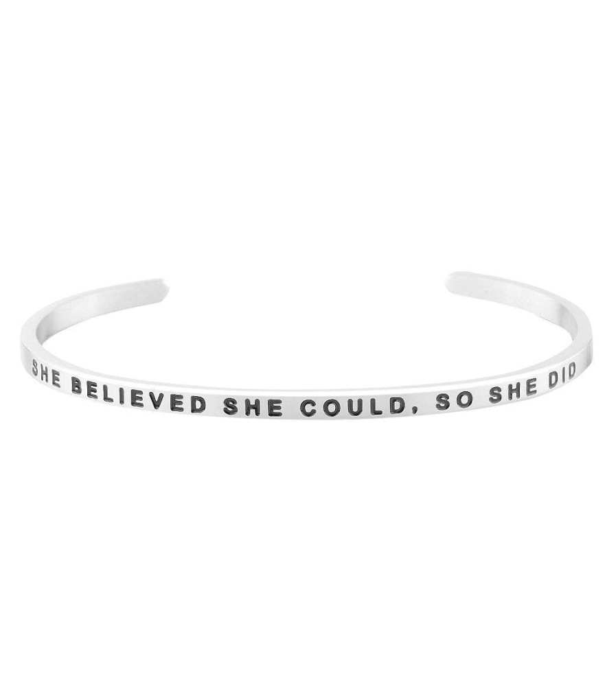 Accessories Mantraband | She Believed She Could, So She Did Bracelet Silver