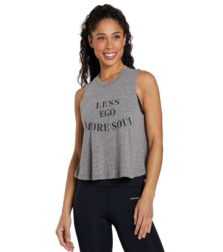 Clothing Spiritual Gangster Yoga Tops | More Soul Crop Tank Heather Grey