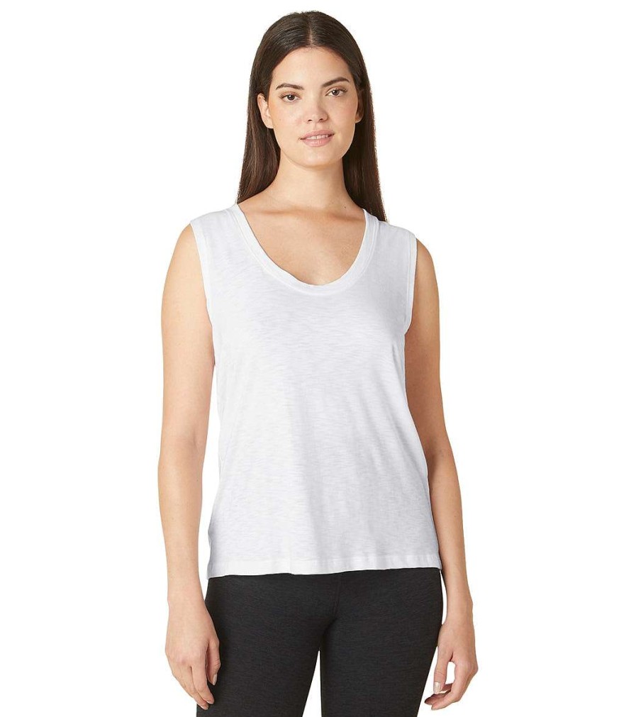 Clothing Beyond Yoga Yoga Tops | Signature Scoop Tank White