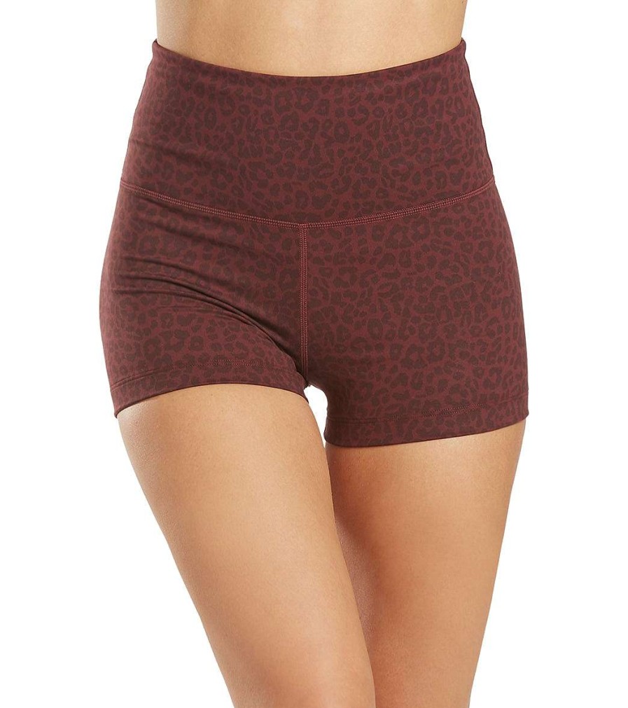 Clothing Everyday Yoga Yoga Shorts | Uphold Cheetah High Waisted Hot Yoga Shorts 1" Burgundy Cheetah