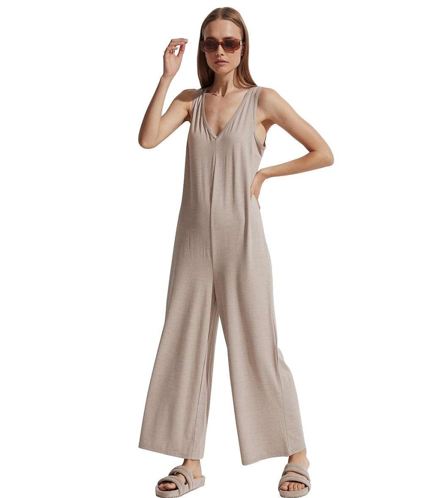 Clothing Varley Yoga Leotards & Jumpsuits | Pelion Jumpsuit Taupe Marl