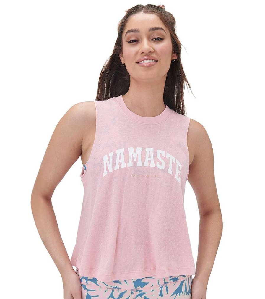 Clothing Spiritual Gangster Yoga Tops | Namaste Crop Tank Peony Heather