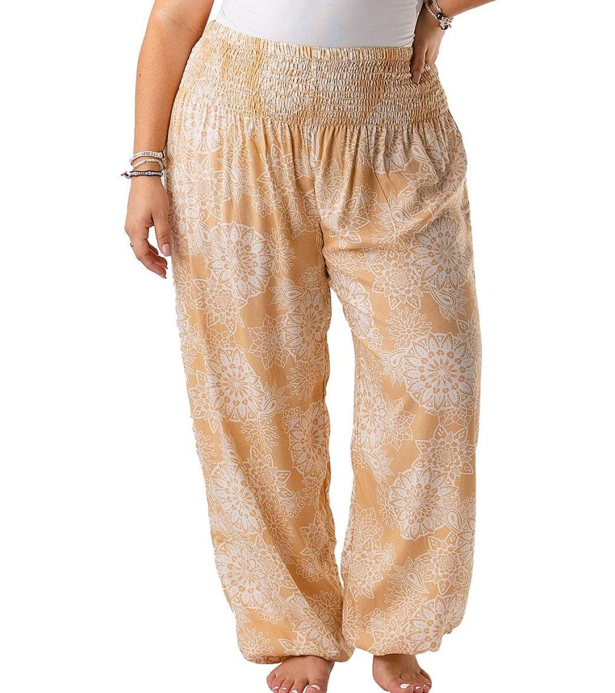 Clothing Lotus and Luna Yoga Pants | Mandala Paisley Harem Pants Mustard