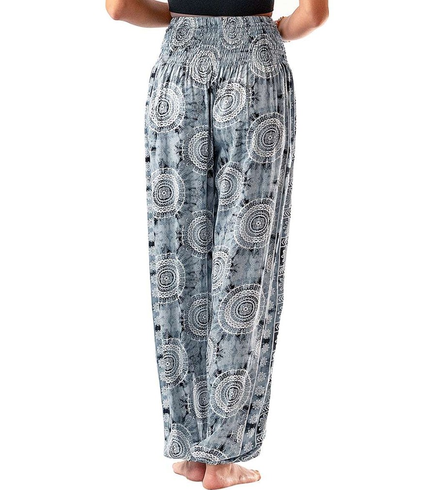 Clothing Lotus and Luna Yoga Pants | Watercolor Mandala Harem Pants Gray