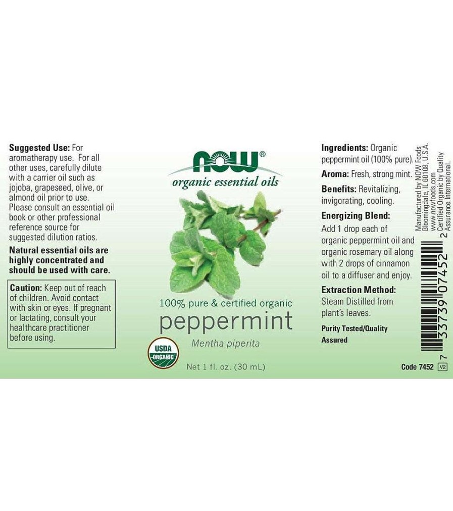 Home & Wellness NOW | Organic Peppermint Essential Oil 1 Oz