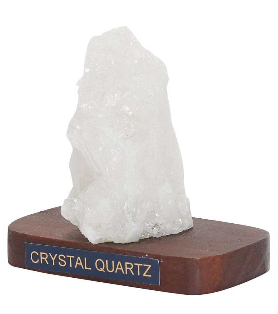 Home & Wellness Healing N Love | On Wooden Base Crystal Quartz