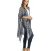 Clothing Yak & Yeti Yoga Jackets & Sweatshirts | Kimono Wrap Mantra Floral With Tassels Black