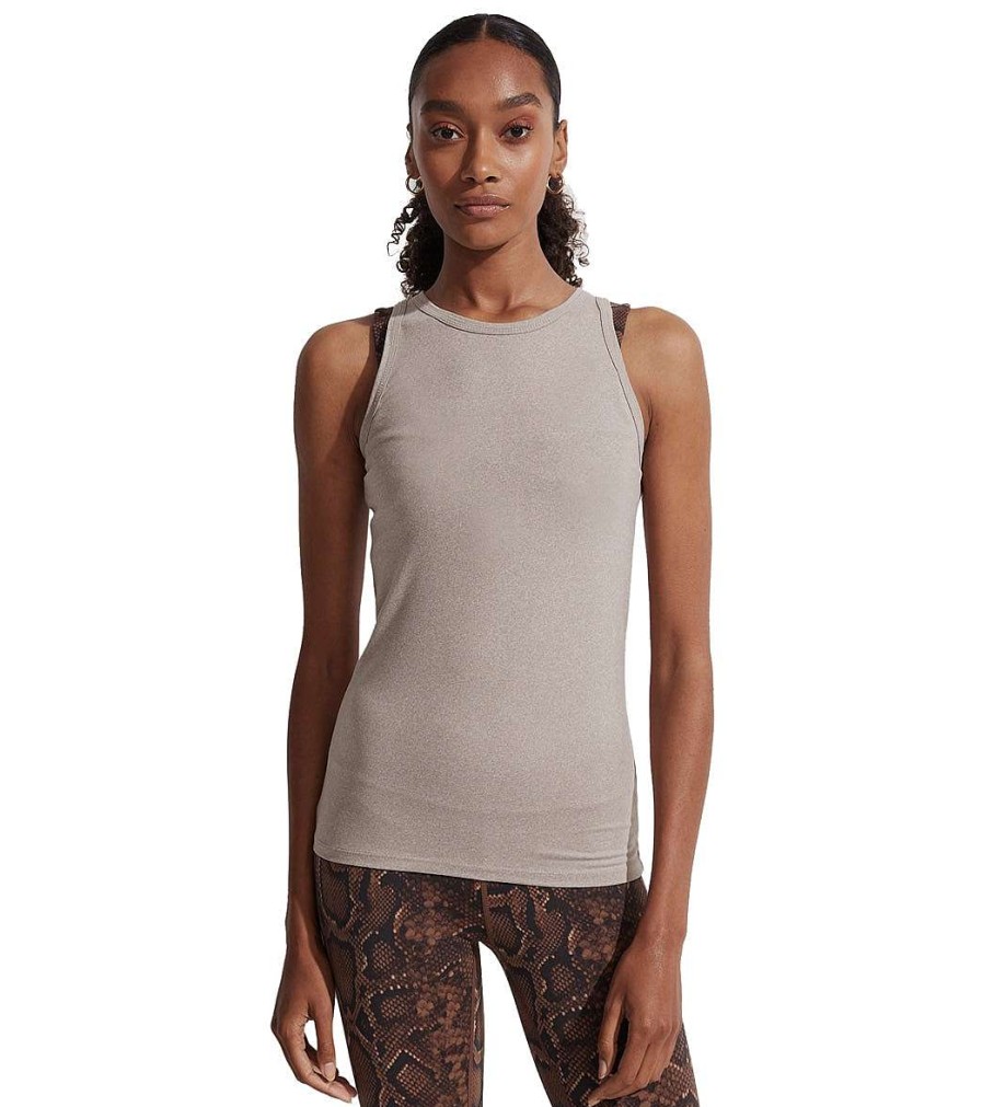 Clothing Varley Yoga Tops | Connie Tank Taupe Marl