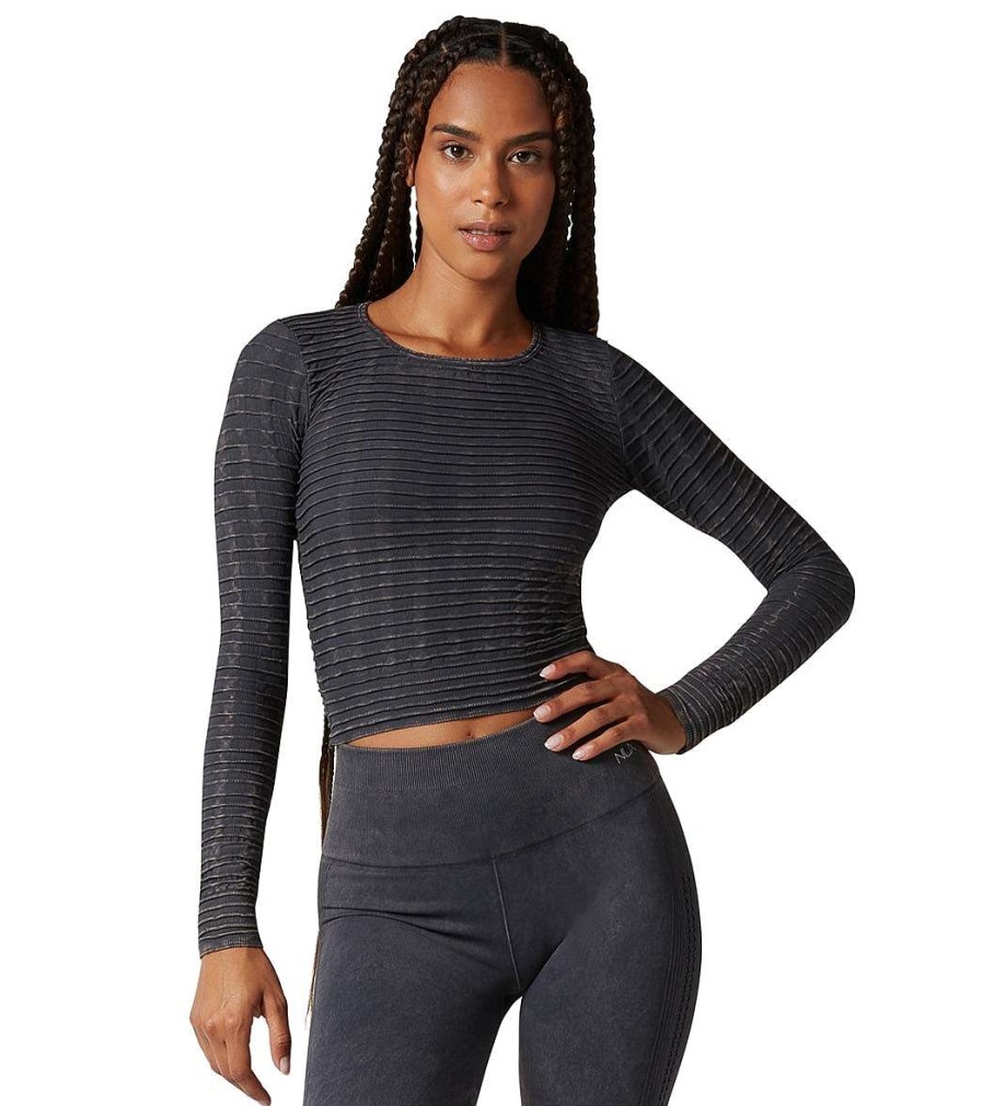 Clothing NUX Yoga Tops | Pucker Up Long Sleeve Mineral Wash