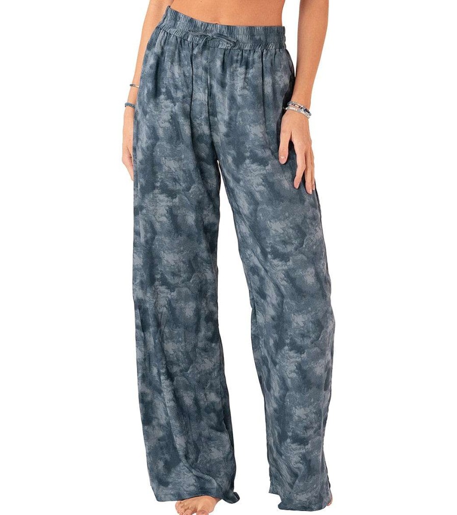 Clothing Lotus and Luna Yoga Pants | Pampa Point Wide Leg Drawstring Pants Dark Blue