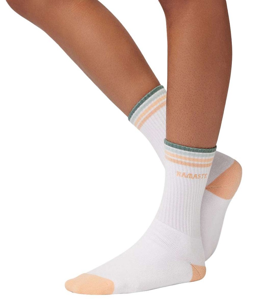 Accessories Spiritual Gangster | Namaste Stripe Crew Sock Pure White