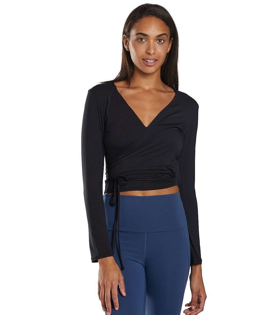 Clothing Everyday Yoga Yoga Tops | Studio To Street Layering Crop Wrap Black