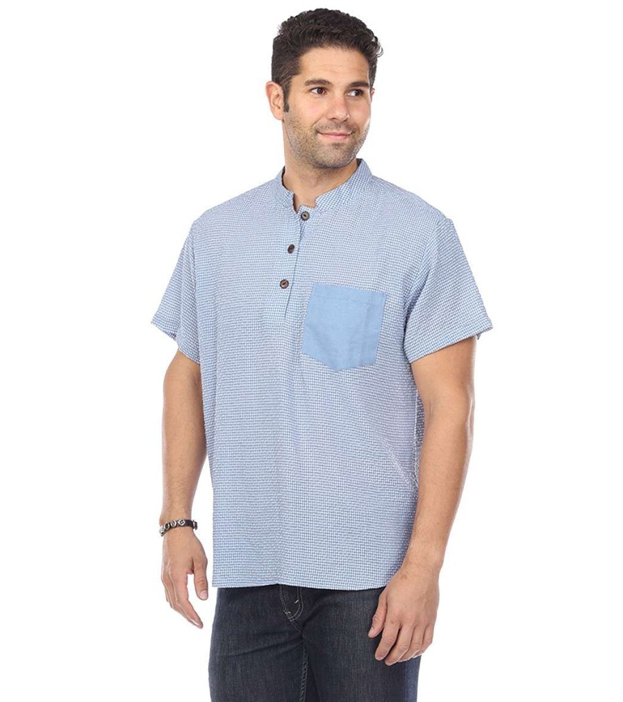 Clothing Yak & Yeti Men'S Yoga Shirts | Men'S Button Up Kurta Shirt