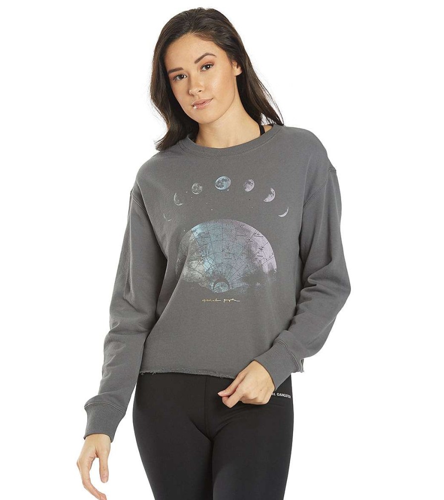 Clothing Spiritual Gangster Yoga Jackets & Sweatshirts | Moon Dream Mazzy Pullover Sweater Slate