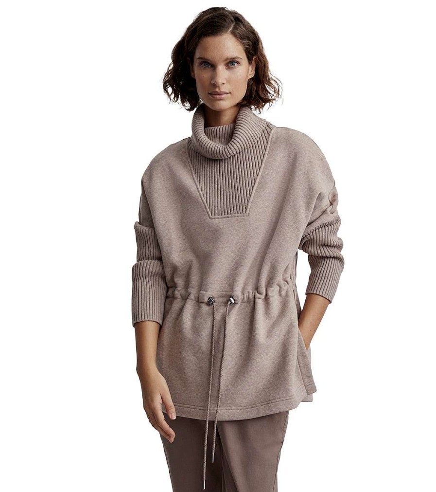 Clothing Varley Yoga Jackets & Sweatshirts | Cavello Longline Sweat Taupe Marl