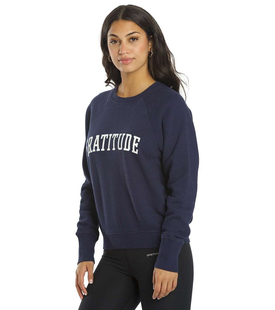 Clothing Spiritual Gangster Yoga Jackets & Sweatshirts | Gratitude Bridget Raglan Pullover Night