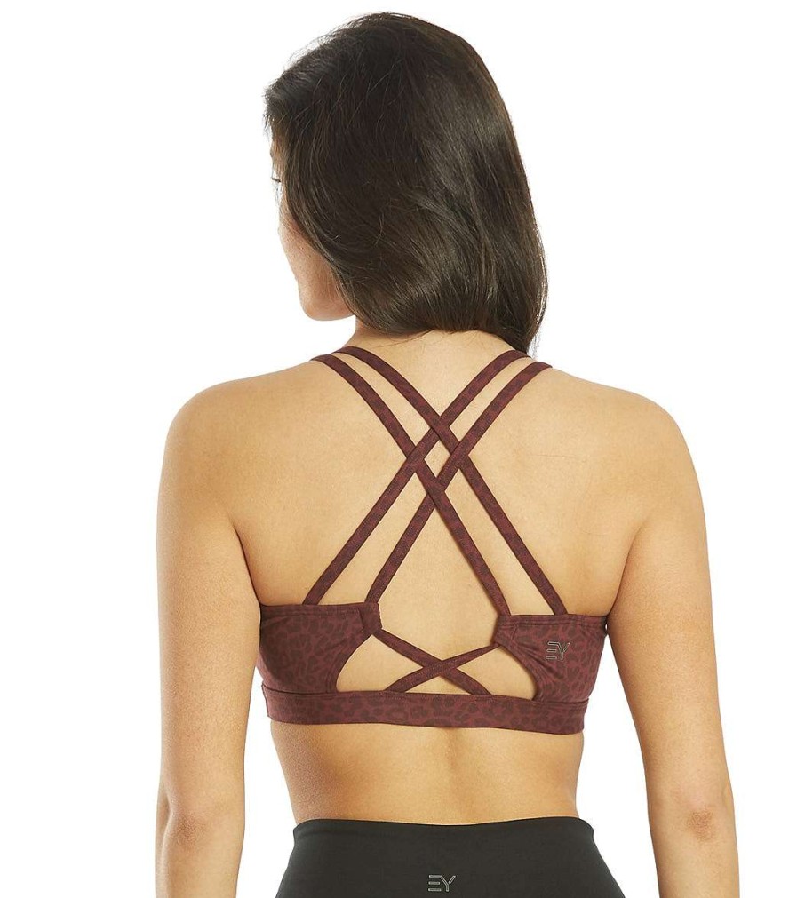 Clothing Everyday Yoga Yoga Sports Bras | Rejoice Cheetah Sports Bra Burgundy Cheetah