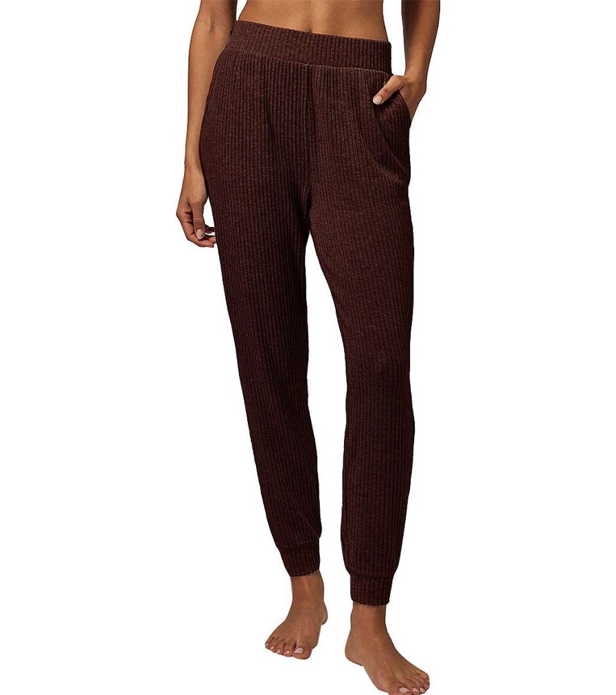 Clothing Spiritual Gangster Yoga Pants | Colette Rib Slim Jogger Heather Chocolate Brown