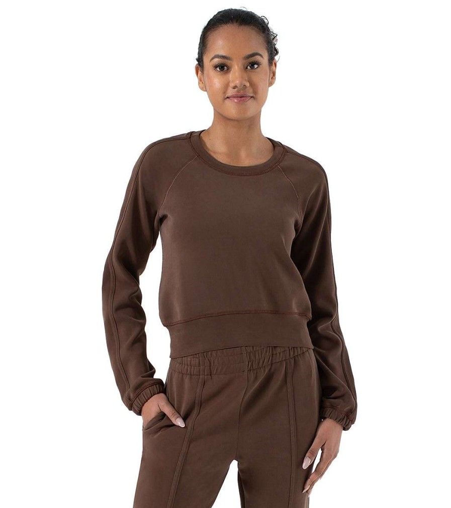 Clothing NUX Yoga Tops | Marcie Sleek Long Sleeve Chocolate