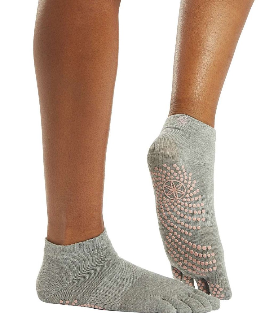 Accessories Gaiam | Grippy Yoga Socks Heather Grey/Pink