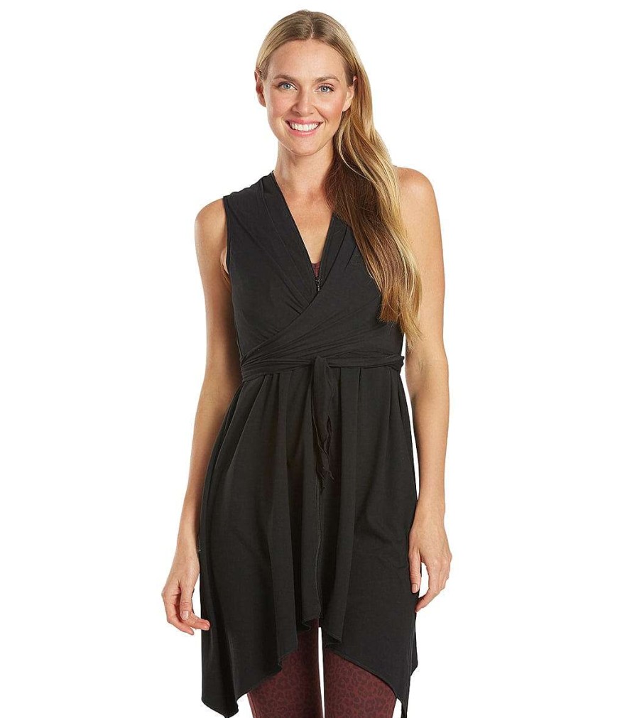 Clothing Everyday Yoga Yoga Dresses & Skirts | Wondrous Solid Wrap Dress Black