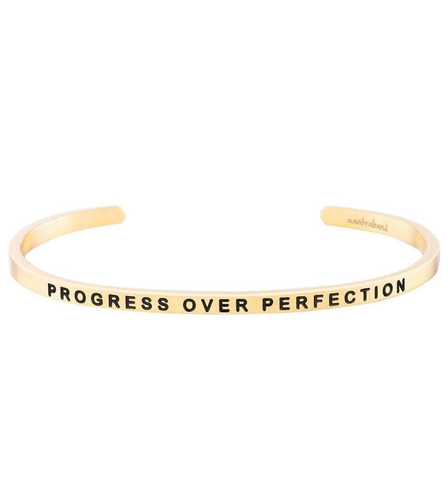 Accessories Mantraband | Progress Over Perfection Bracelet Yellow Gold