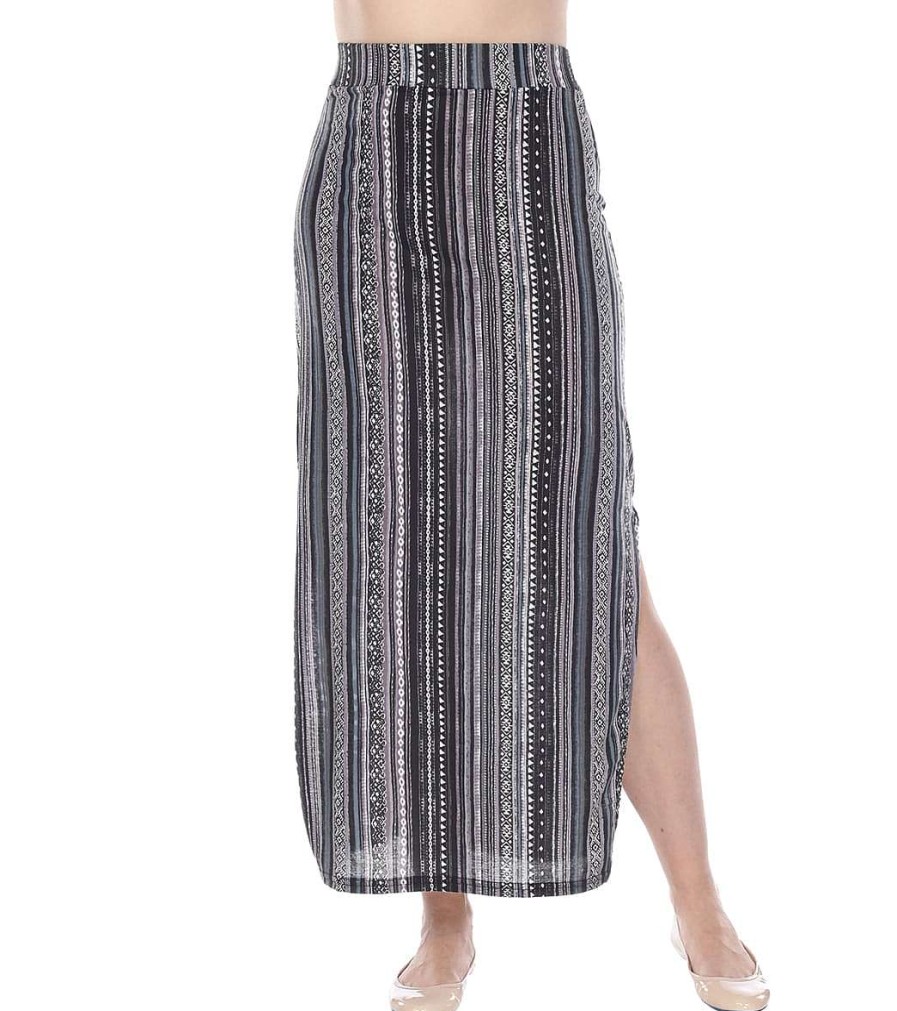 Clothing Yak & Yeti Yoga Dresses & Skirts | Long Skirt Stretchy Striped Tribal Print