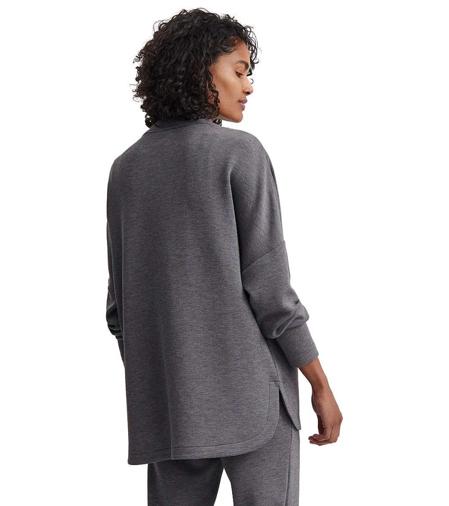 Clothing Varley Yoga Jackets & Sweatshirts | Bay Sweat Charcoal Marl