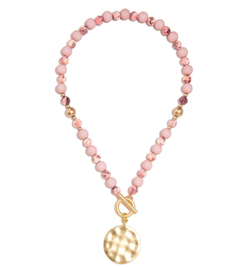 Accessories Zenzii | Porcelain & Resin Beaded Charm Necklace Rose