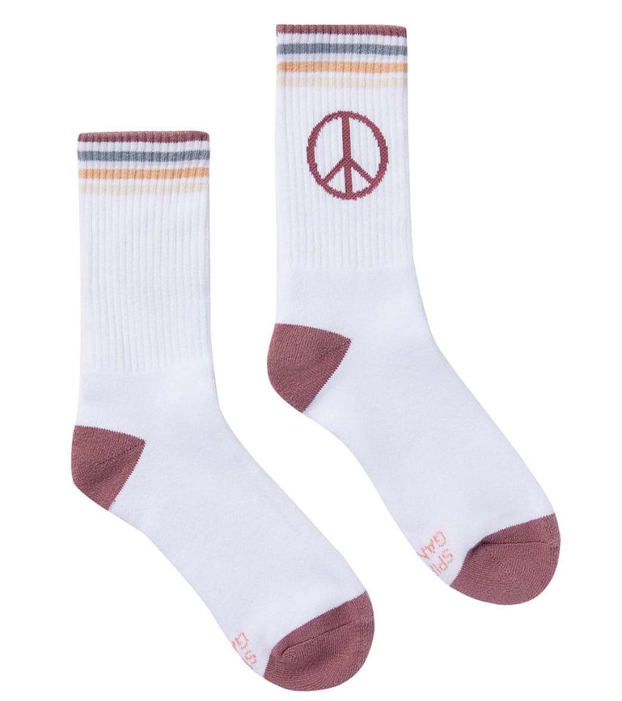 Accessories Spiritual Gangster | Peace Sign Crew Sock White