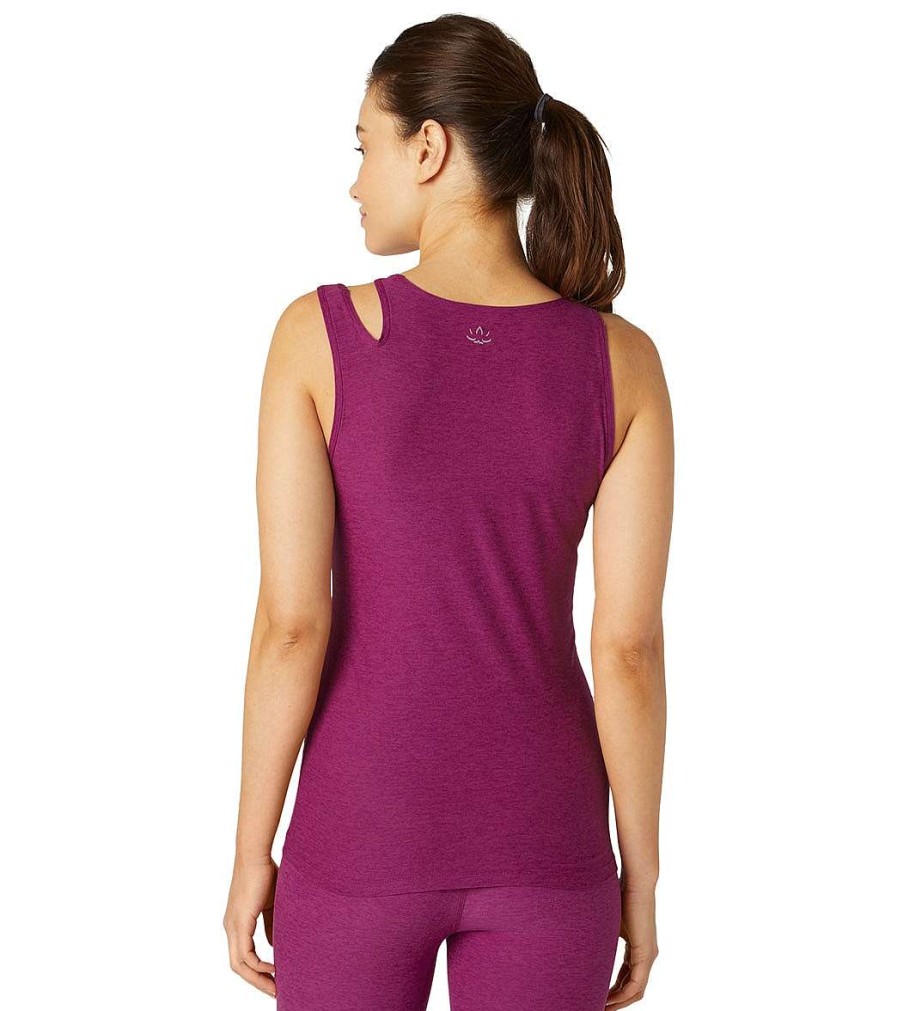 Clothing Beyond Yoga Yoga Tops | Featherweight Open Up Tank Magenta Heather