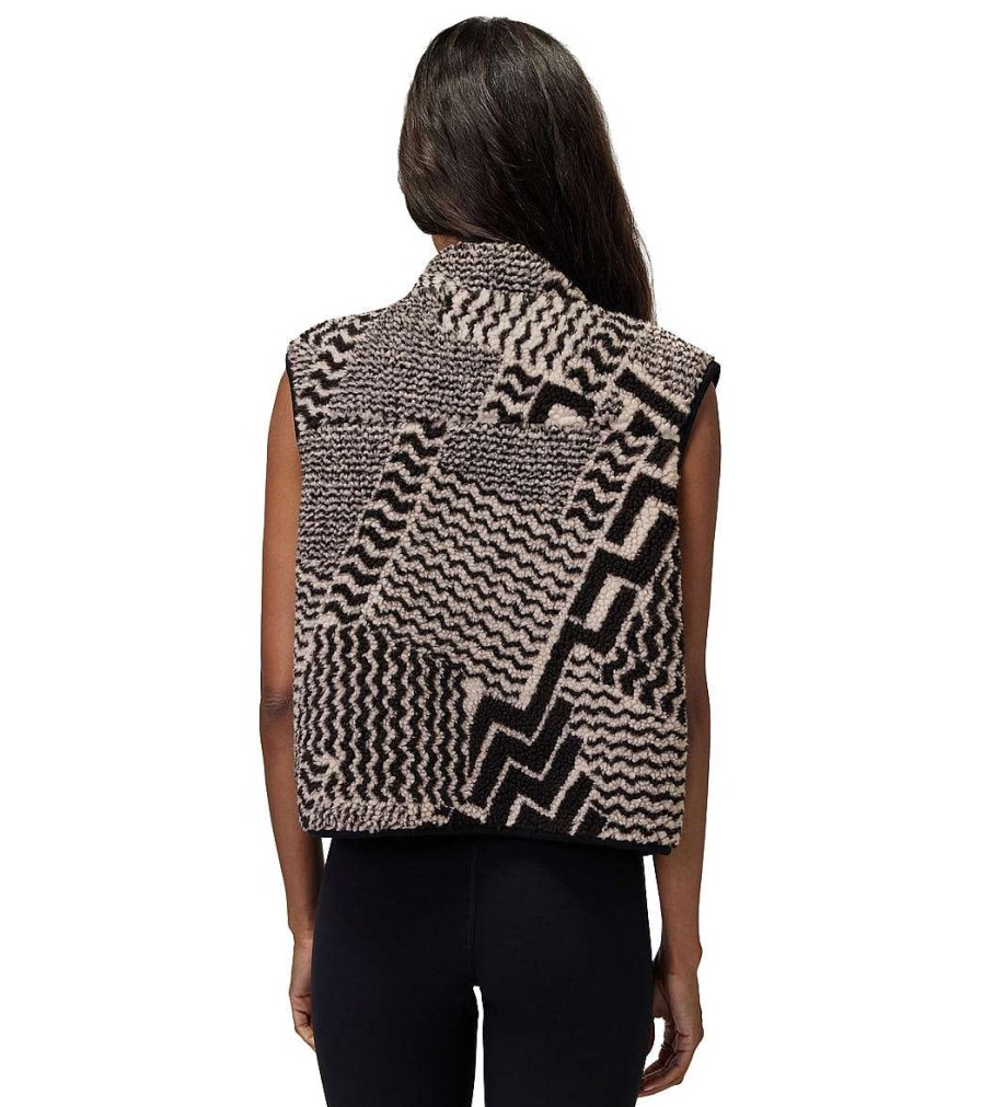 Clothing Spiritual Gangster Yoga Jackets & Sweatshirts | Leah Sherpa Vest Tan Nordic Fairisle