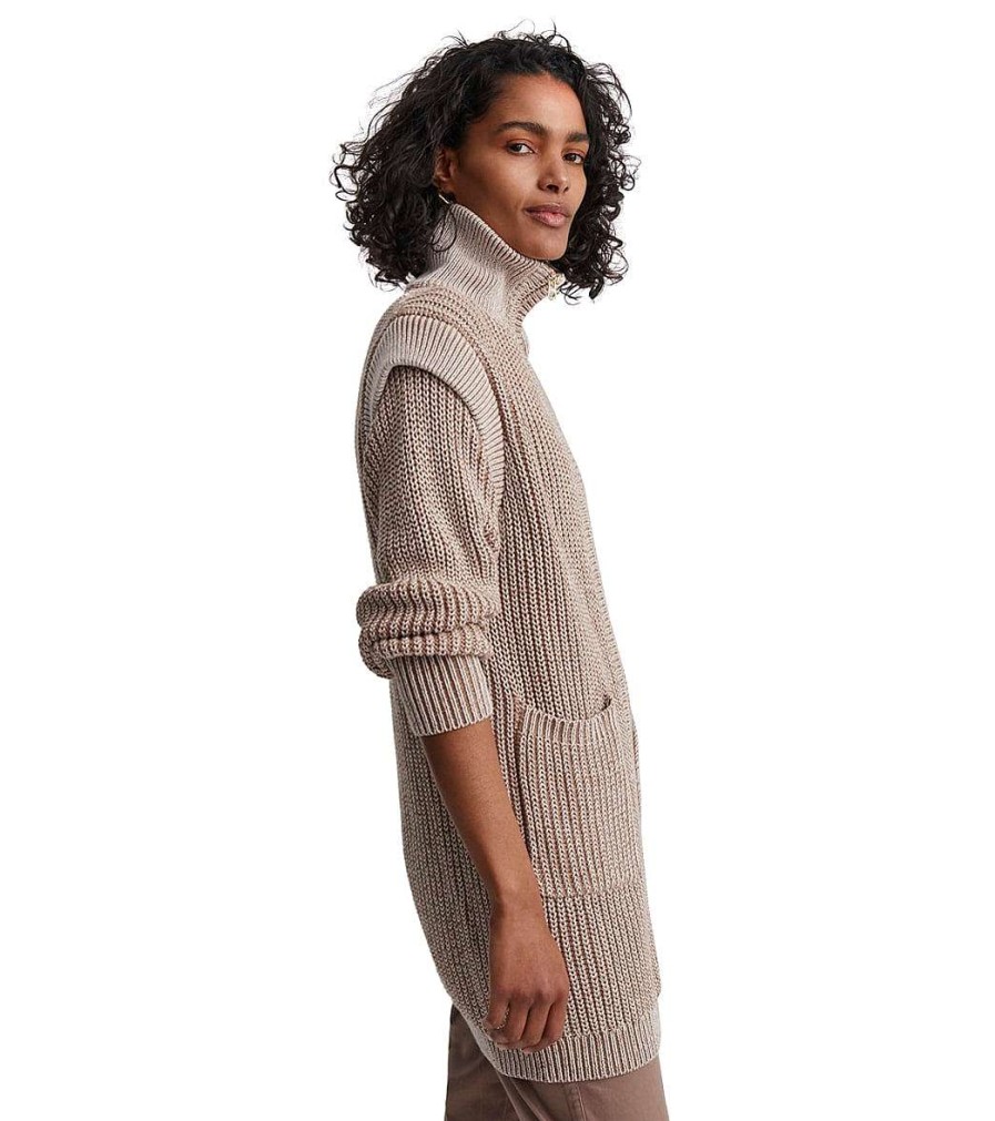 Clothing Varley Yoga Jackets & Sweatshirts | Tori Knit Jacket Portabella White