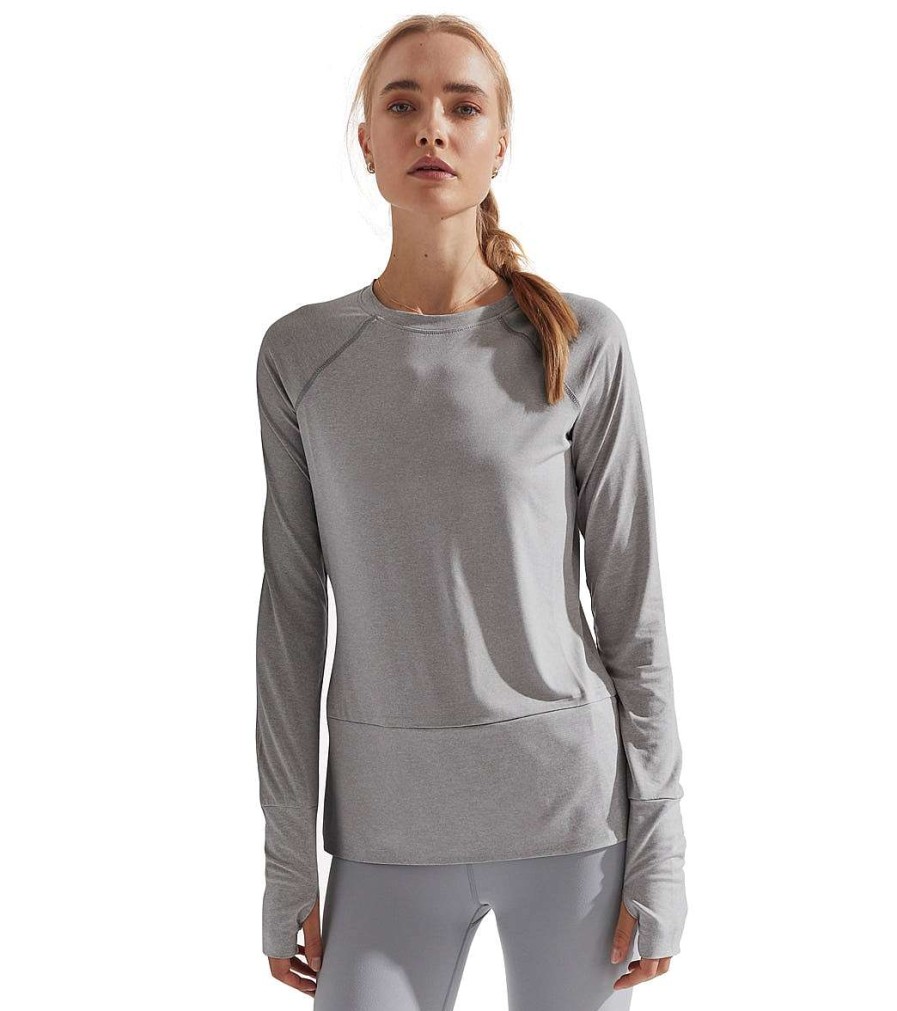 Clothing Varley Yoga Tops | Clara T-Shirt Grey Marl