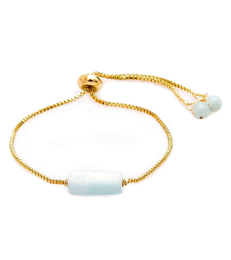 Accessories Lotus and Luna | Inner Peace Amazonite Stone Of The Earth Bracelet Aqua/Gold