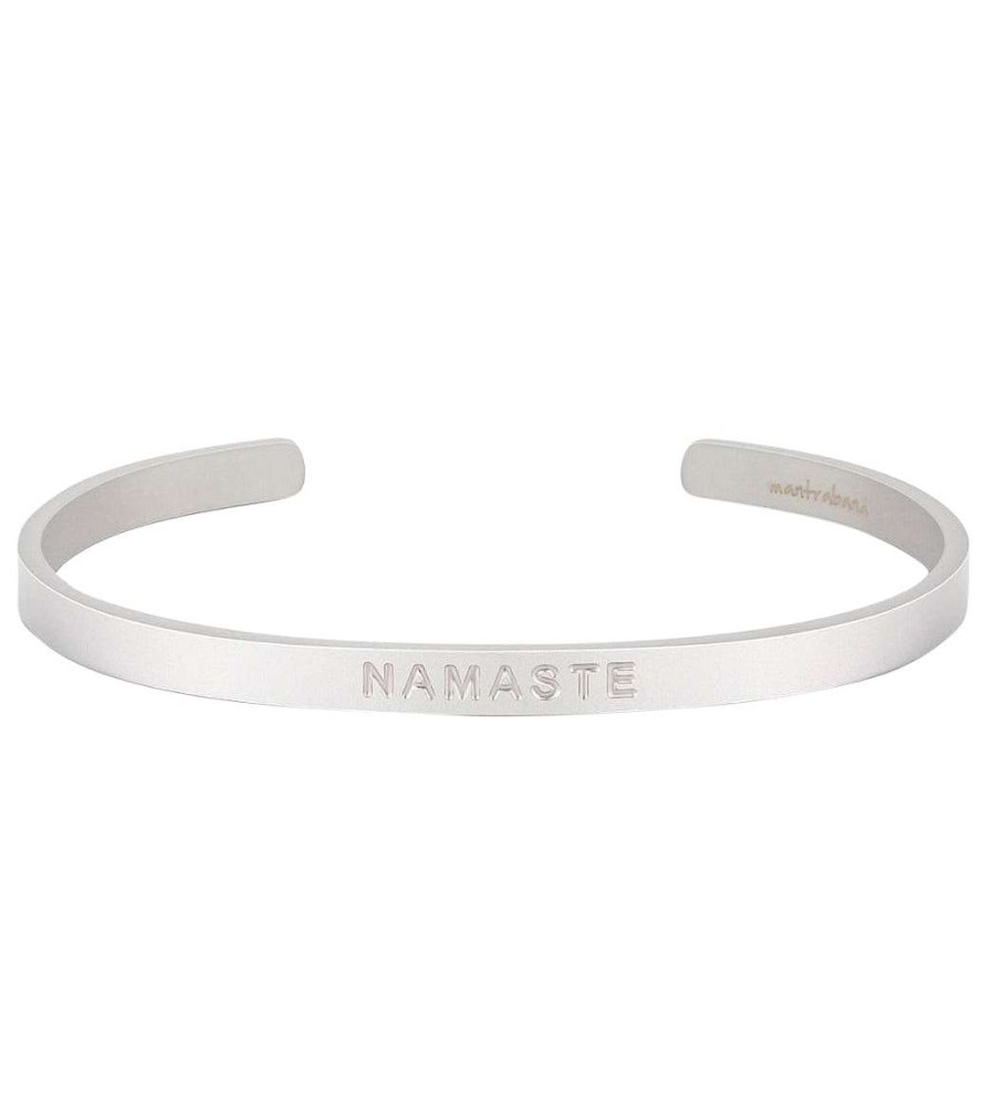 Accessories Mantraband | Namaste Bold Bracelet Matte Silver