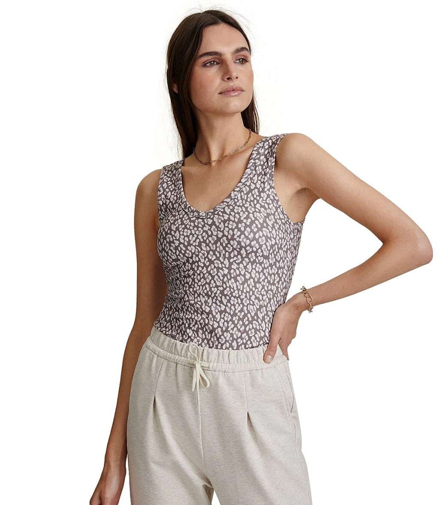 Clothing Varley Yoga Support Tanks | Dixon Vest Support Tank Sage Cheetah