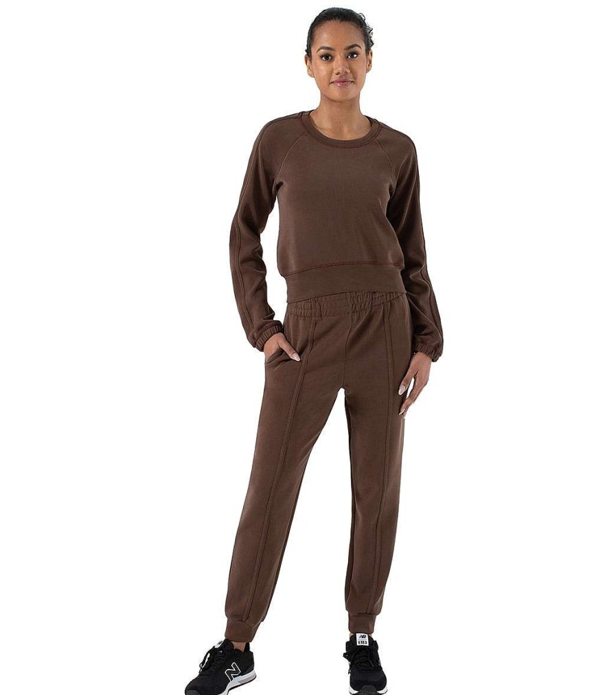 Clothing NUX Yoga Tops | Marcie Sleek Long Sleeve Chocolate