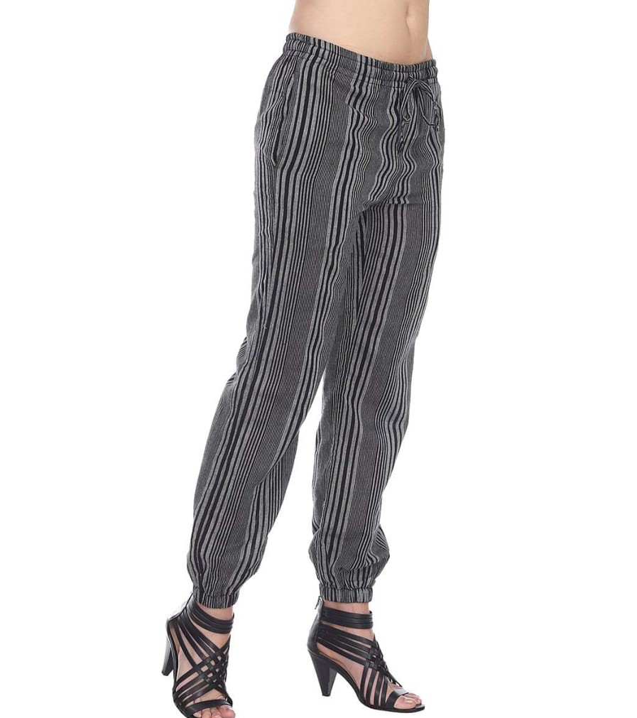 Clothing Yak & Yeti Yoga Pants | Striped Harem Jogger Lounging Pants Black